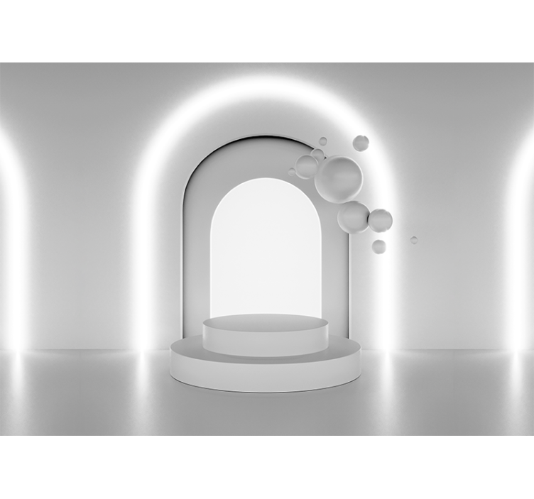 초록 벽 벽화 기하학적 아치 디자인 - TenStickers