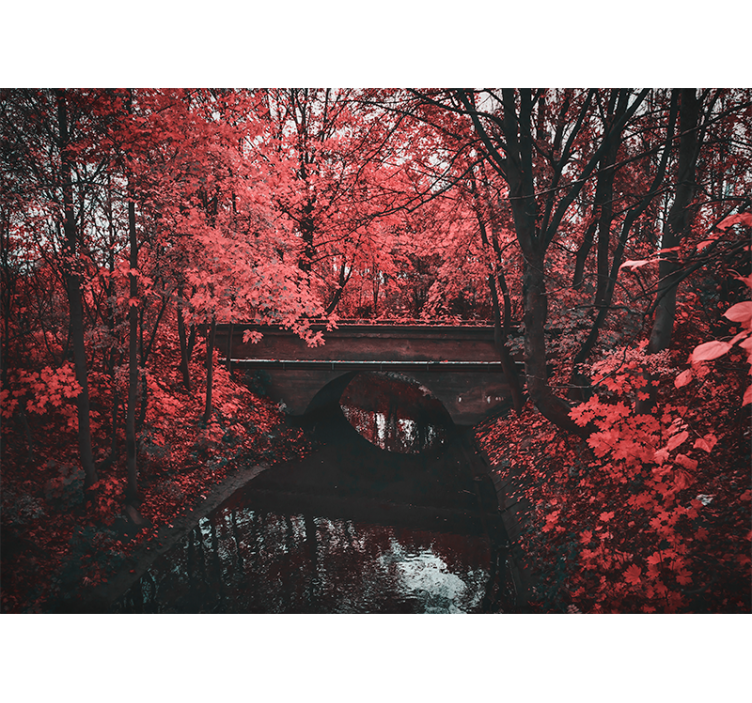 포토 뮤럴 자연 붉은 잎의 숲 - TenStickers