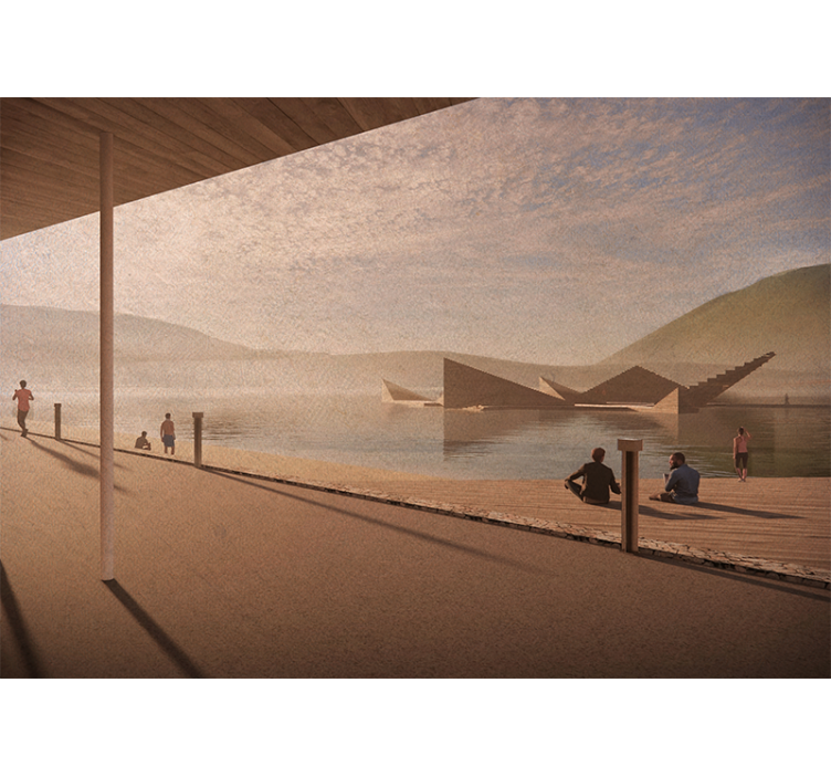 풍경 벽 벽화 평화로운 호숫가 풍경 - TenStickers