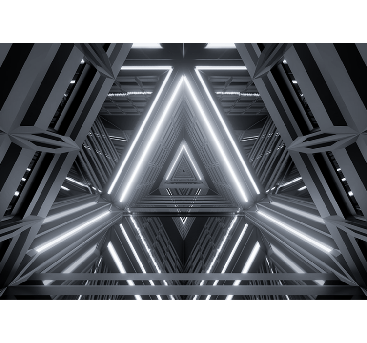 초록 벽 벽화 삼각형 발광 패턴 - TenStickers