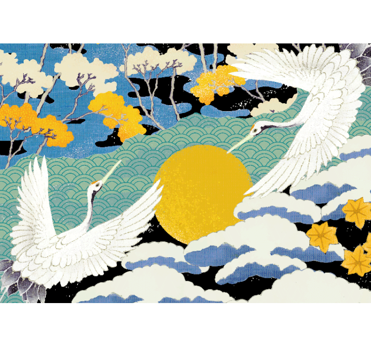 포토 뮤럴 자연 학과 태양의 두루미 - TenStickers