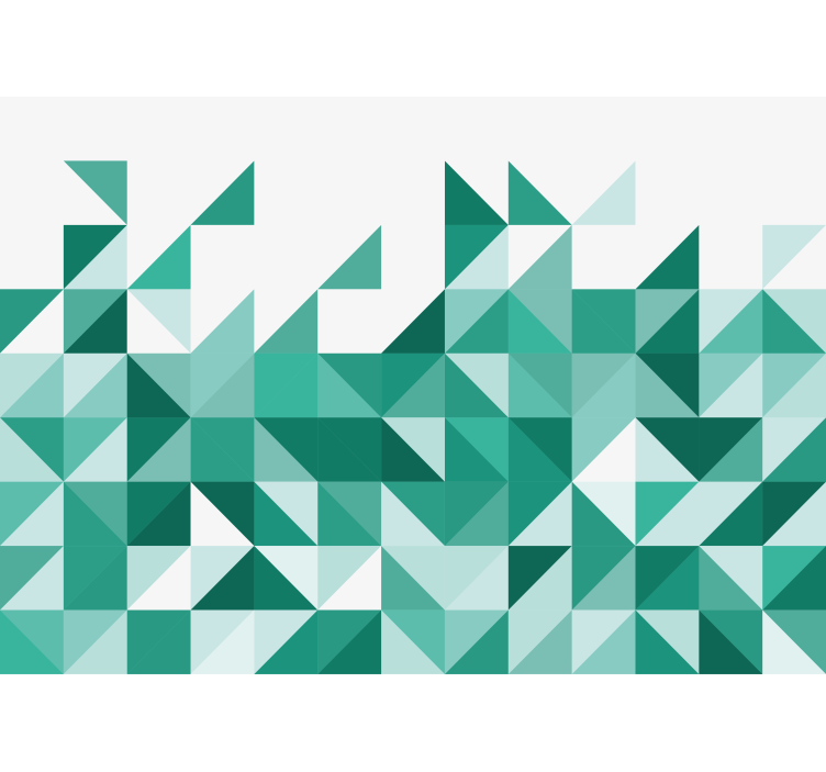 청록색 기하학적 패턴 벽화 - TenStickers