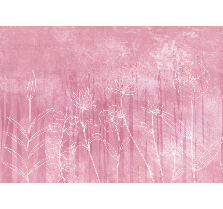 꽃 벽 벽화 섬세한 꽃 윤곽 - TenStickers