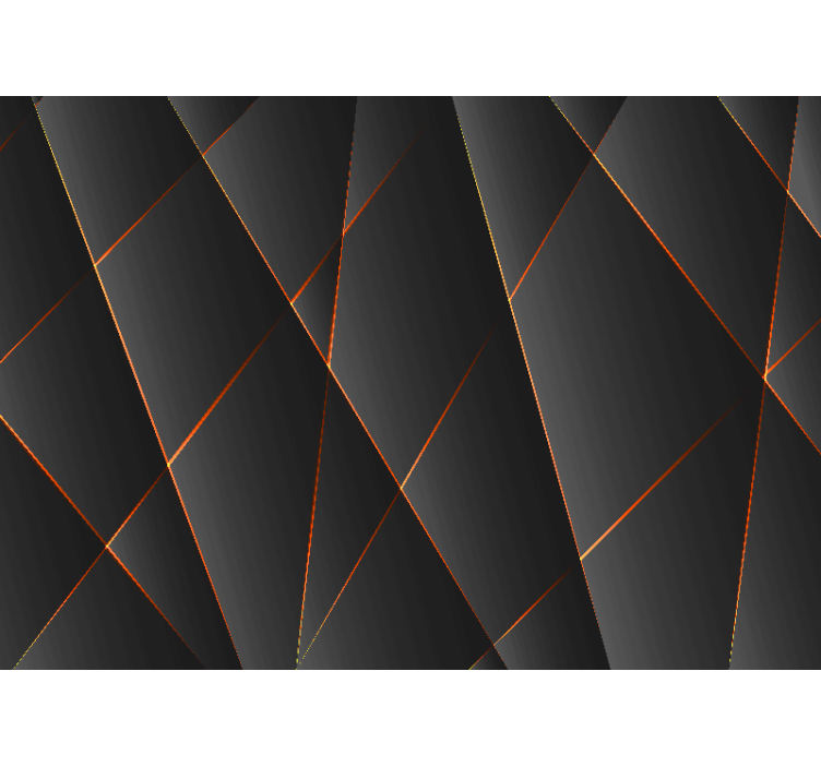 검은 기하학적 효과 3d 벽화 - TenStickers