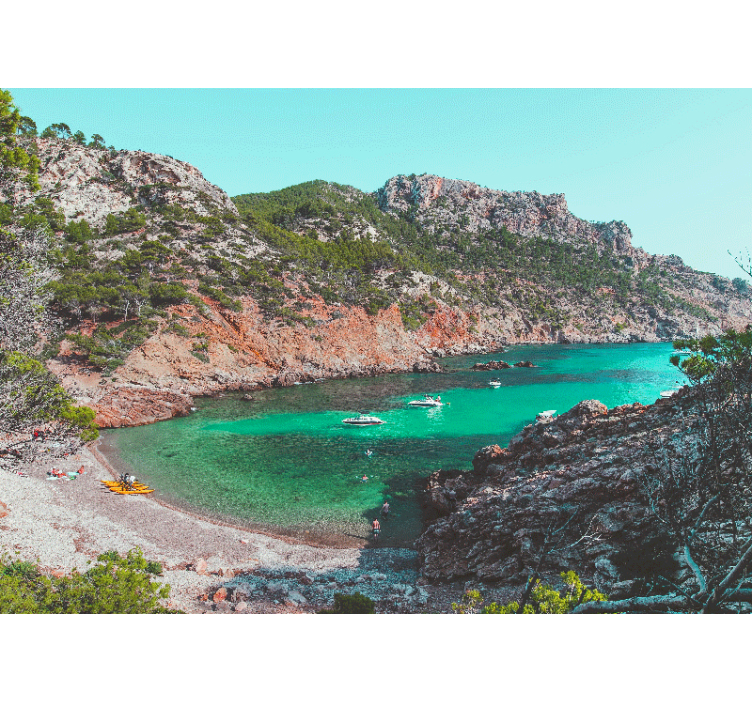 바위가 있는 아름다운 해변 마요르카 벽화 - TenStickers
