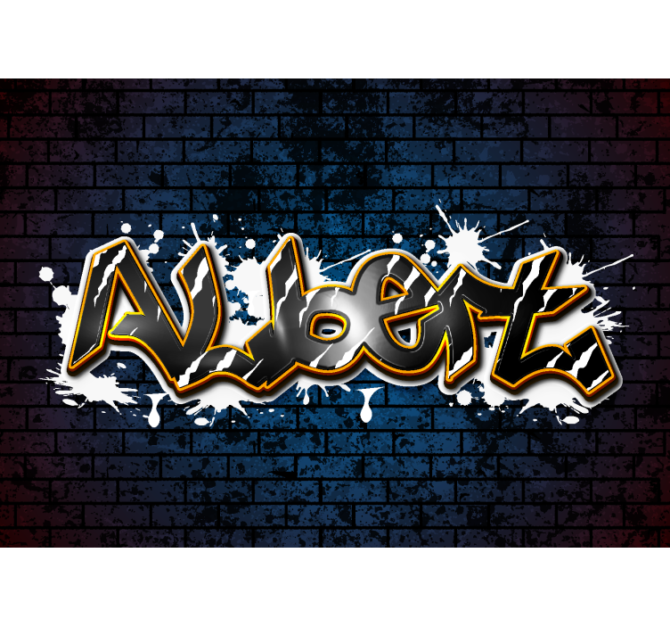 벽화 청소년 침실 이름이 적힌 벽돌벽 - TenStickers