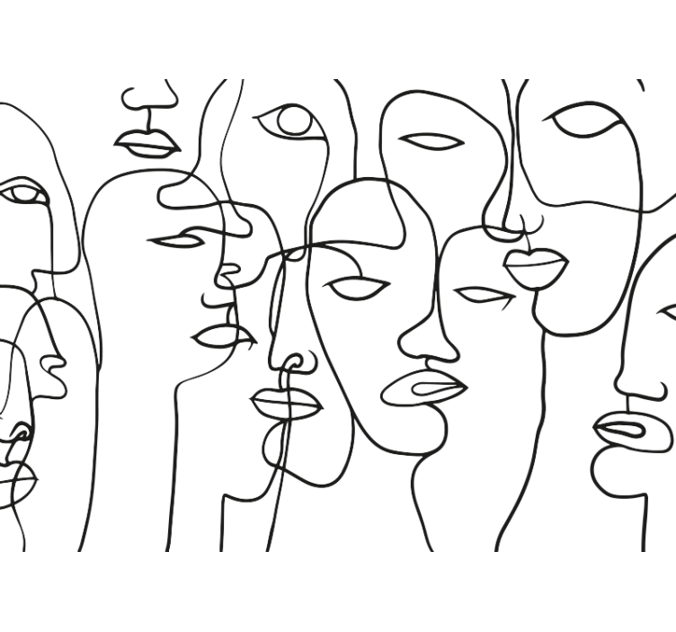 초록 벽 벽화 얼굴 패턴 - TenStickers