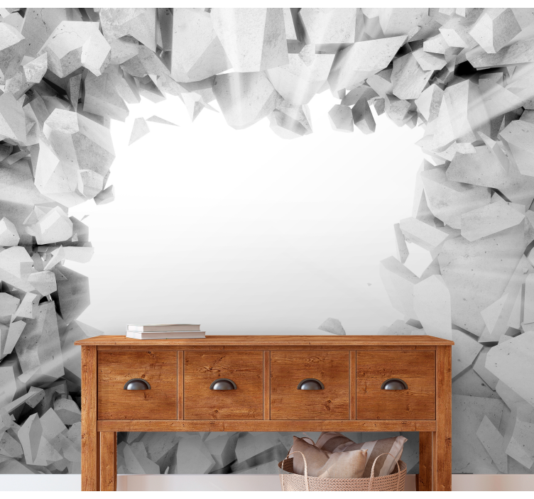 3d 효과 벽 벽화 깨진 콘크리트 텍스처 - TenStickers