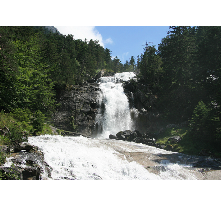 폭포가 있는 벽화 계단식 풍경 - TenStickers