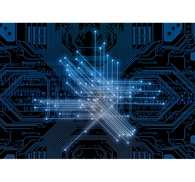 초록 벽 벽화 회로 조명 스트림 - TenStickers