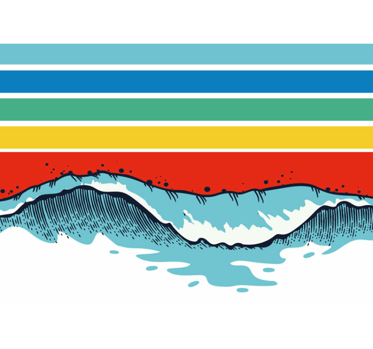 포토 뮤럴 자연 스타일화된 파도 패턴 - TenStickers