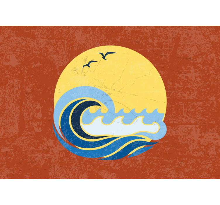 벽화 바다 일몰 파도 장면 - TenStickers