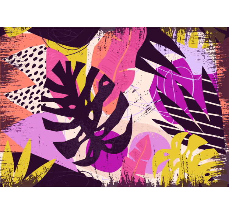 초록 벽 벽화 다채로운 형상 - TenStickers