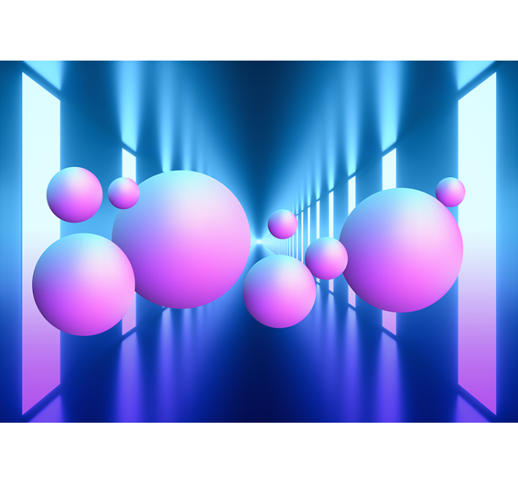 초록 벽 벽화 떠다니는 구체 환상 - TenStickers