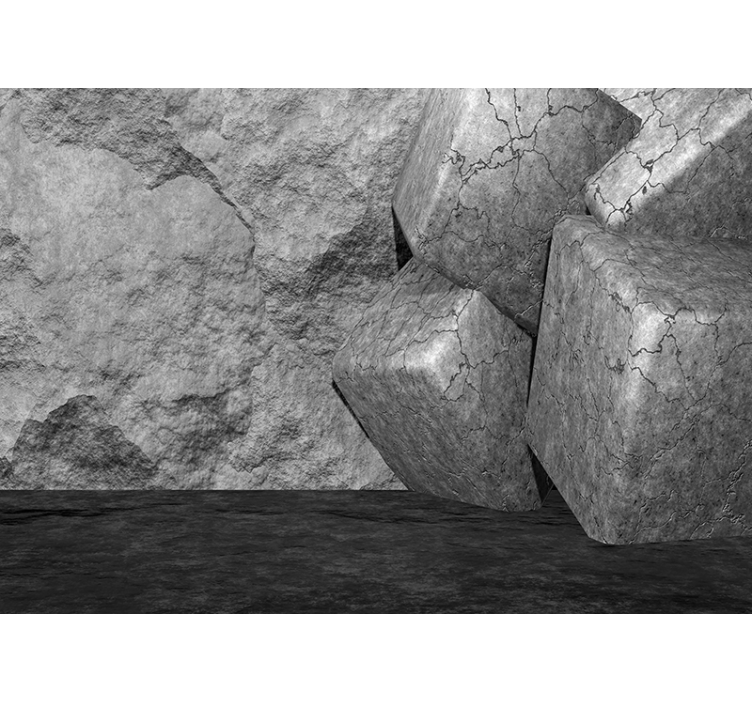 추상적 인 3d 돌 벽 벽화 - TenStickers