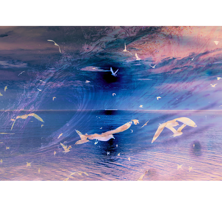 포토 뮤럴 자연 일몰 속의 갈매기 - TenStickers