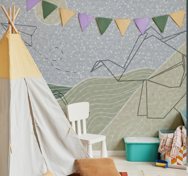 어린이 침실 벽 벽화 일본식 코끼리 디자인 - TenStickers