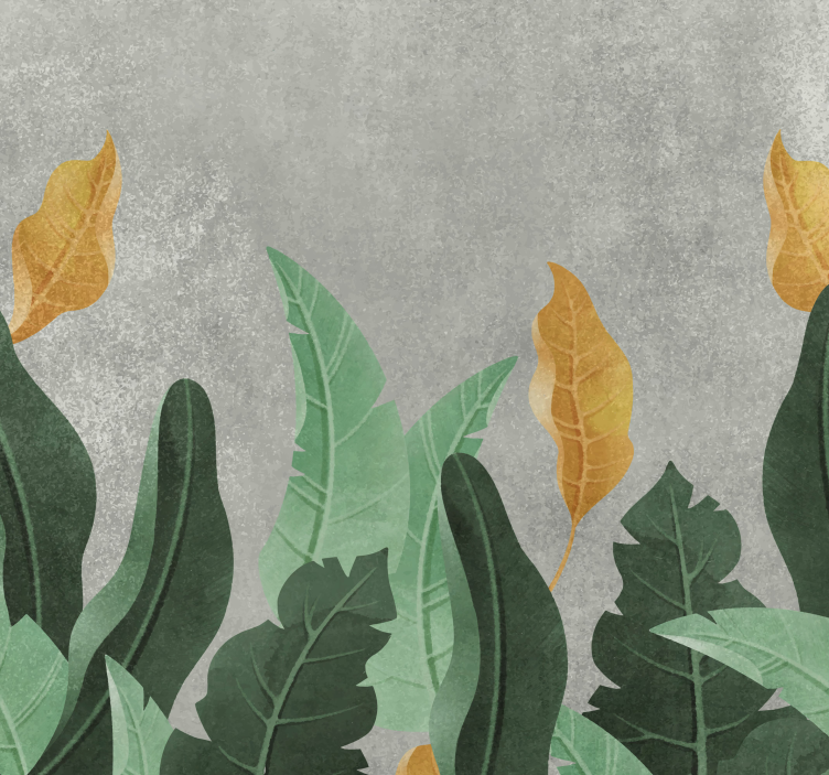 거실 벽 벽화 콘크리트 위의 식물 - TenStickers