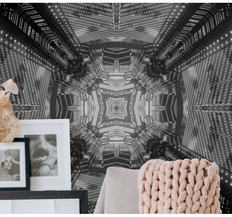 초록 벽 벽화 복합 기하학적 패턴 - TenStickers