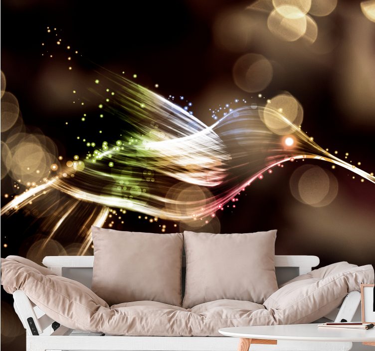 초록 벽 벽화 동적 빛의 파도 - TenStickers