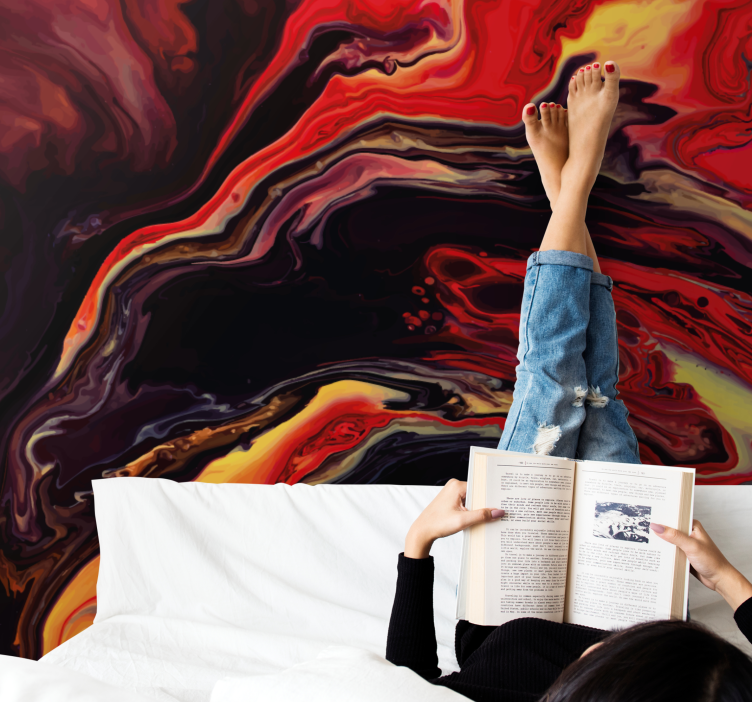 초록 벽 벽화 역동적인 소용돌이 패턴 - TenStickers