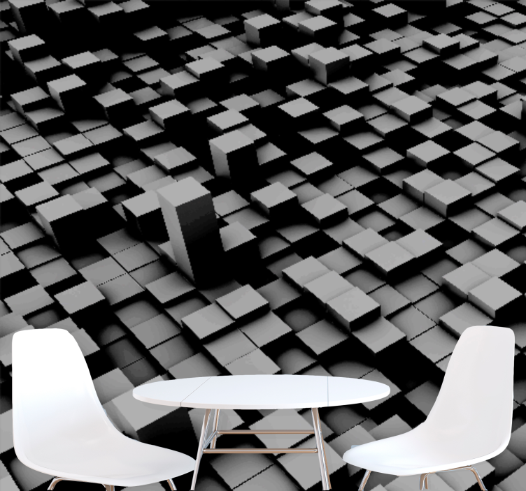 초록 벽 벽화 기하학적 블록 형성 - TenStickers