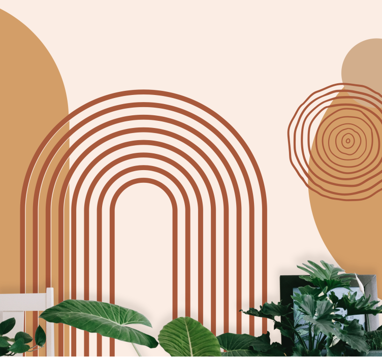 초록 벽 벽화 기하학적 곡선 라인 - TenStickers