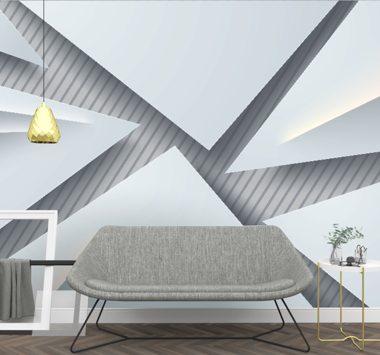 초록 벽 벽화 기하학적 층 형태 - TenStickers