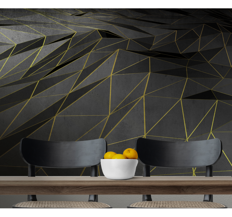 초록 벽 벽화 기하학적 선 패턴 - TenStickers