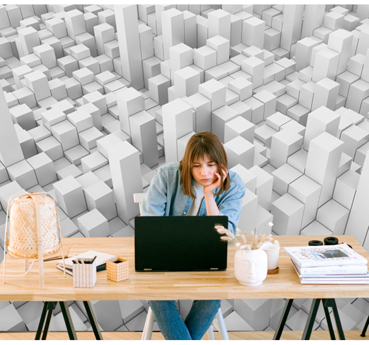 초록 벽 벽화 기하학적 단일 구조 - TenStickers