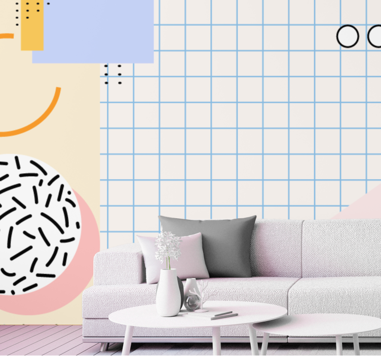 초록 벽 벽화 기하학적 도형 구성 - TenStickers