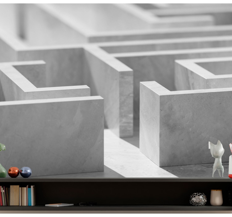 초록 벽 벽화 미로 구조 세부사항 - TenStickers