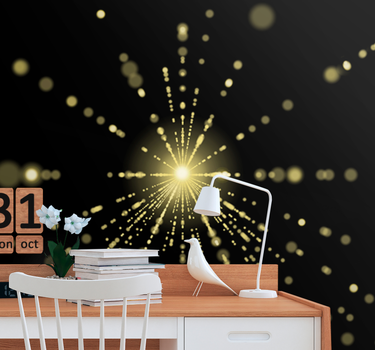 초록 벽 벽화 빛나는 광채 폭발 - TenStickers