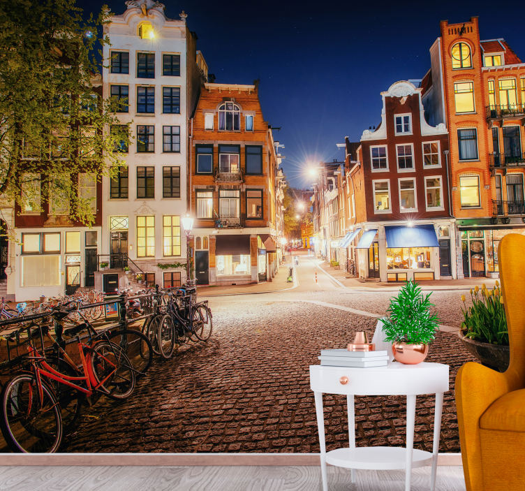 암스테르담 시티 뷰 벽 벽화 - TenStickers