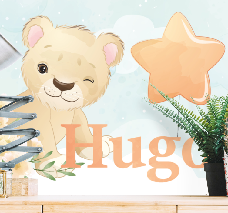 동물 벽 벽화 귀여운 사자 캐릭터 - TenStickers