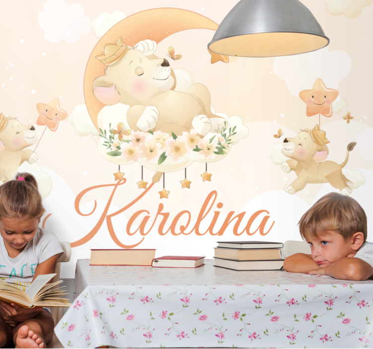 동물 벽 벽화 꿈꾸는 사자 풍경 - TenStickers