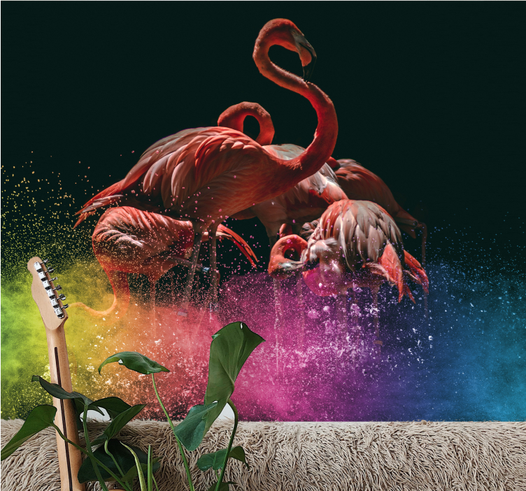 동물 벽 벽화 플라밍고 파티 스플래시 - TenStickers