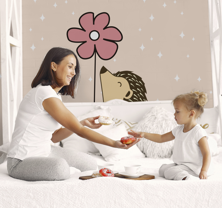 동물 벽 벽화 고슴도치와 꽃 - TenStickers