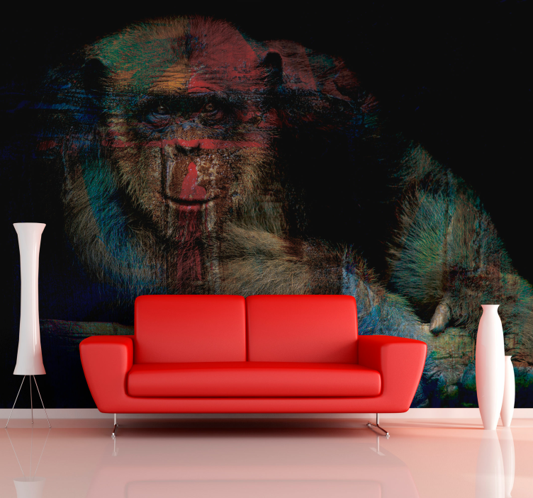 동물 벽 벽화 신비한 영장류 얼굴 - TenStickers