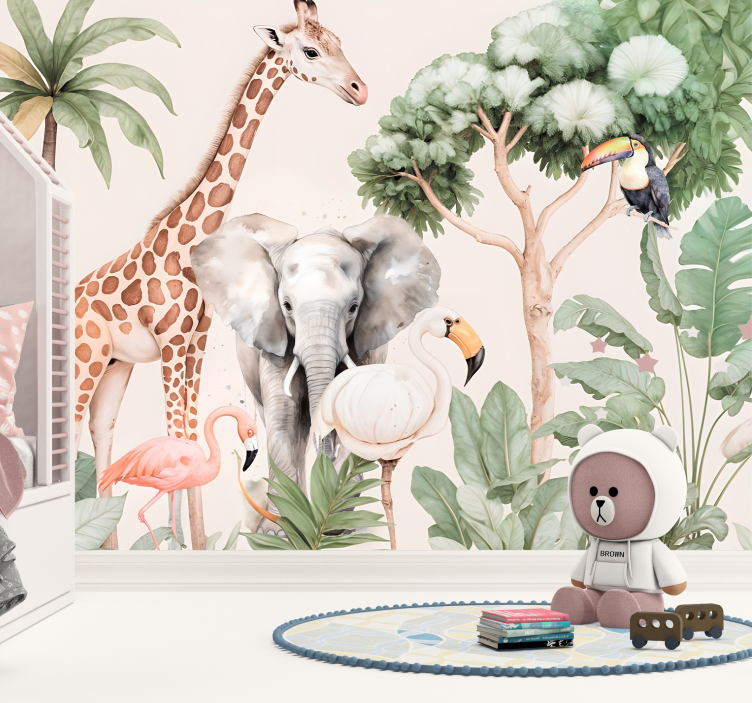 다른 동물 벽 벽화 사바나 풍경 - TenStickers