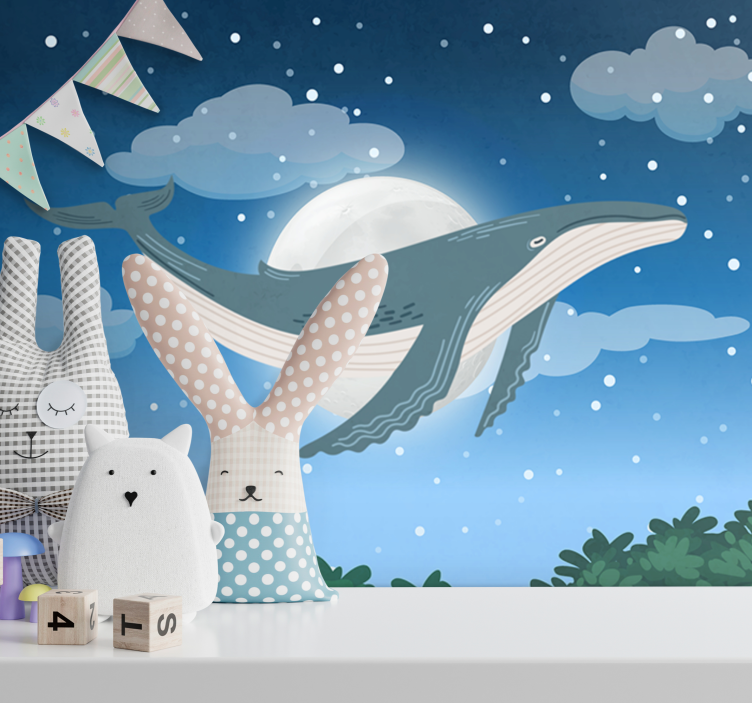 동물 벽 벽화 고래의 달빛 아래 - TenStickers