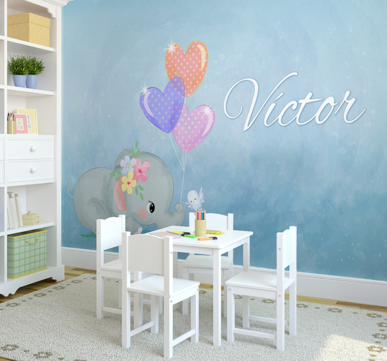 아기 코끼리 개인 보육 벽화 - TenStickers