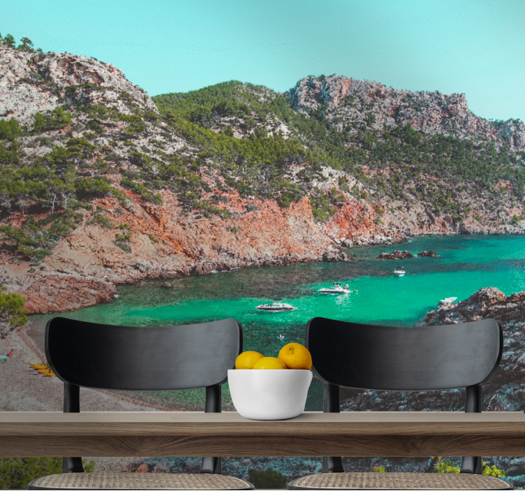 바위가 있는 아름다운 해변 마요르카 벽화 - TenStickers