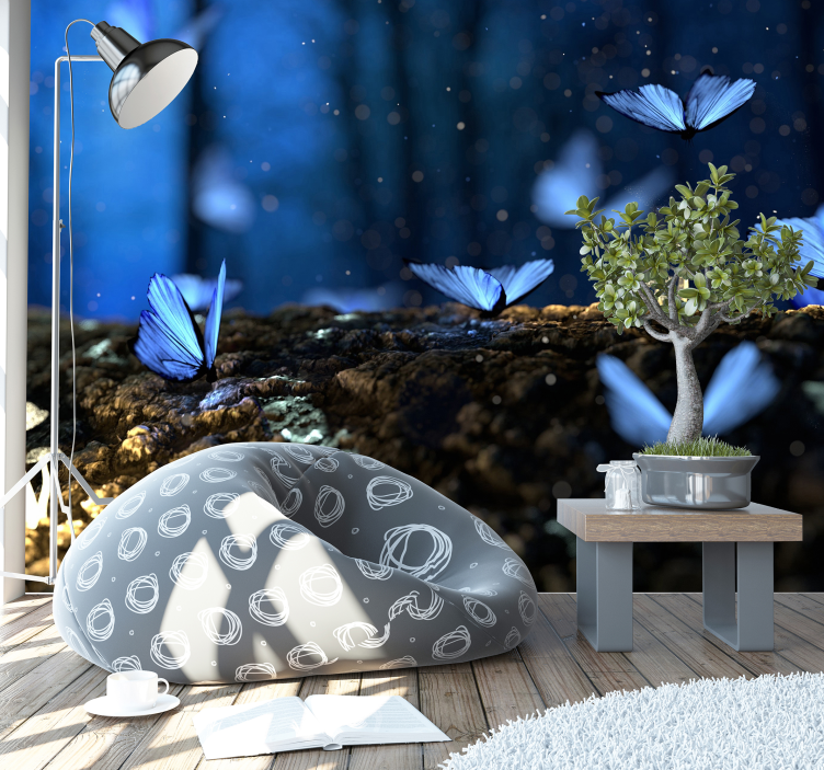 파란 나비 벽 벽화 - TenStickers