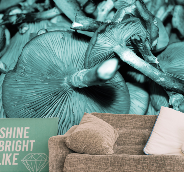 푸른 굴 버섯 아가미 자연 벽화 - TenStickers