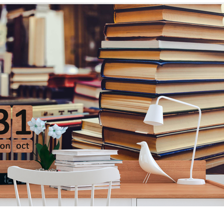 책 수집 빈티지 벽화 - TenStickers