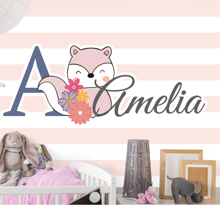어린이 침실 벽 벽화 사랑스러운 여우 디자인 - TenStickers