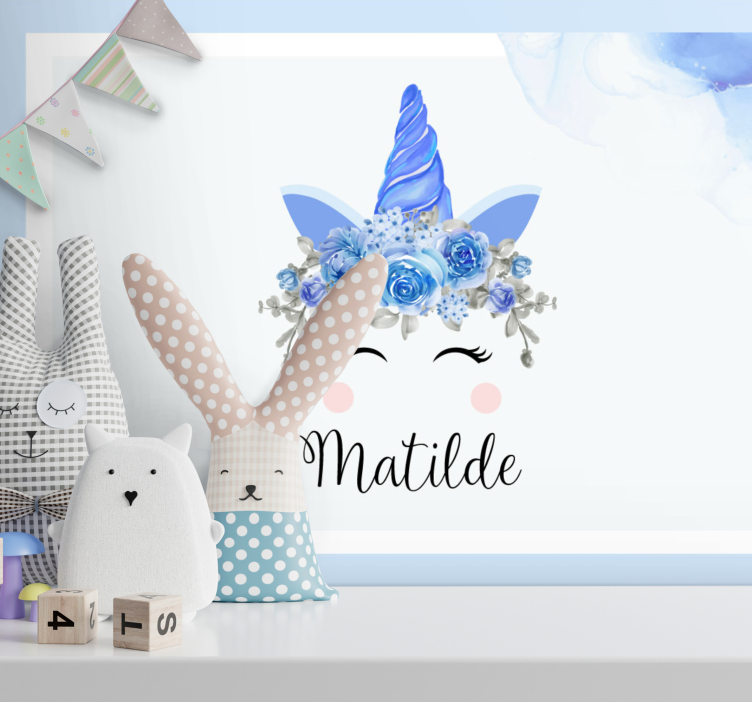 어린이 침실 벽 벽화 사랑스러운 유니콘 일러스트 - TenStickers