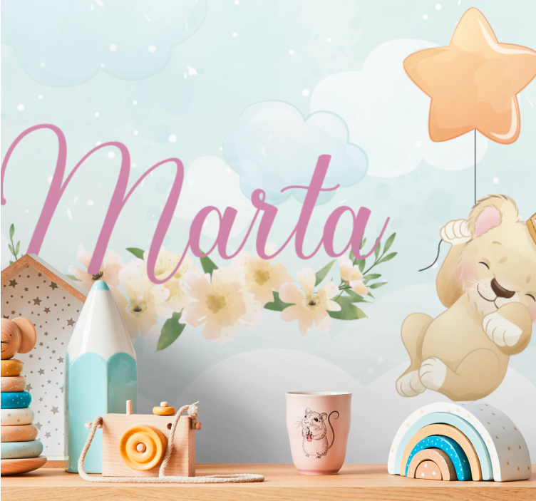 어린이 침실 벽 벽화 귀여운 사자 풍선 - TenStickers