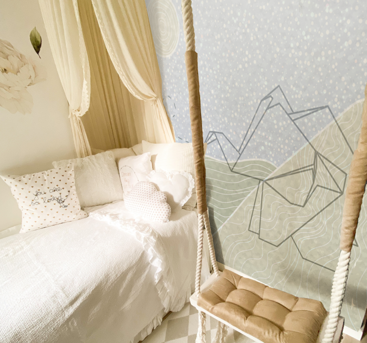 어린이 침실 벽 벽화 일본식 코끼리 디자인 - TenStickers